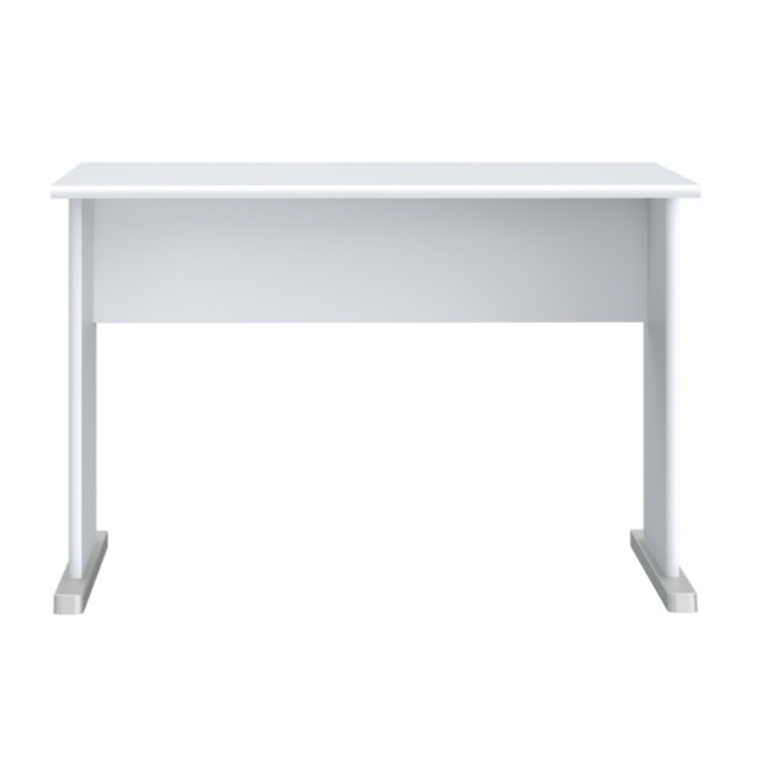 Bureau L. 108 cm décor blanc avec piètement effet aluminium - MIA