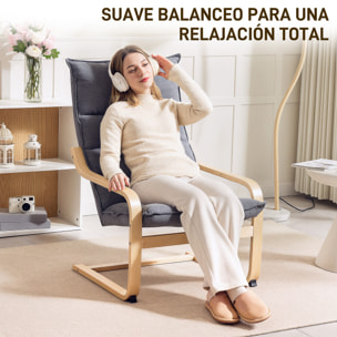 Sillón de Salón Moderno Butaca de Salón con Respaldo Alto Reposabrazos y Patas de Madera Tapizado en Terciopelo Butaca para Dormitorio Sala de Estar Gris