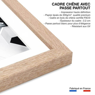 Affiche un escalier à paris Affiche + cadre en bois - Chêne