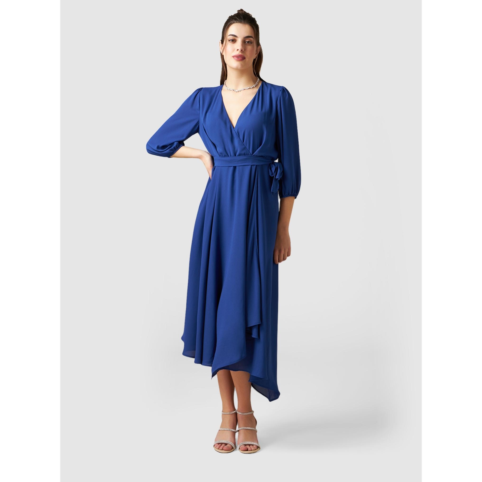 Oltre - Vestido midi de georgette - Azul