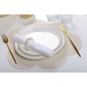 Lot de 6 Dessous d'assiette simili cuir nuage blanc