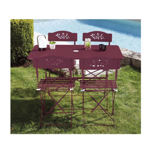 VENONE - Ensemble table et chaises de jardin - 4 places - Bordeaux