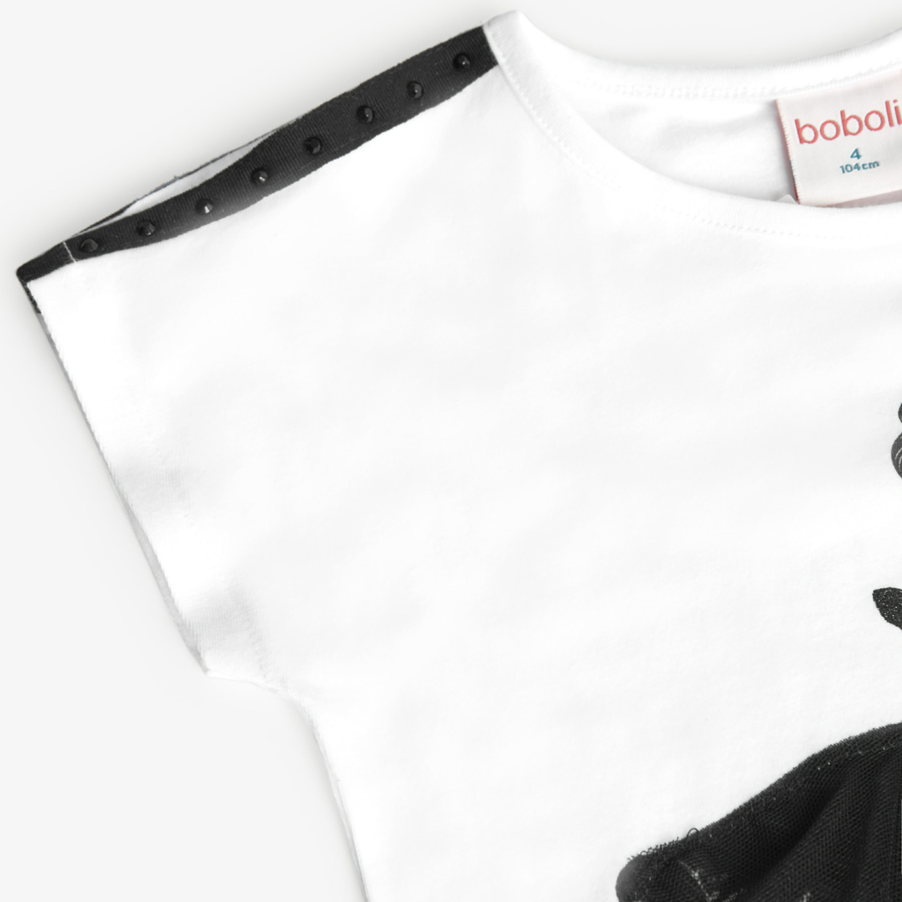 Camiseta elástica niña estampada, mangas cortas, blanco