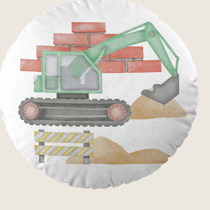 Cool Kids - Cojín Redondo Estampado - Con Relleno - 100% Algodón - Road