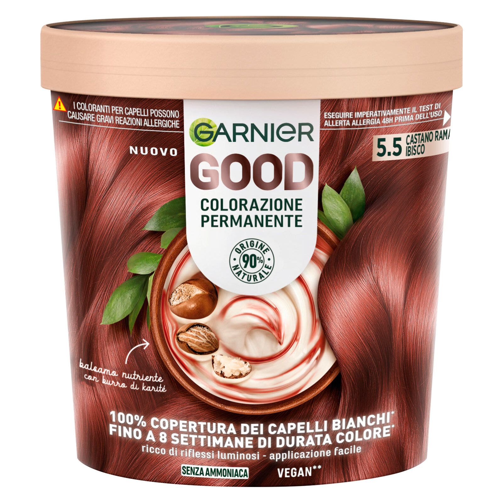 Tinta Capelli 5.5 Castano Ramato Ibisco Colorazione Permanente Good Senza Ammoniaca con Balsamo Nutriente