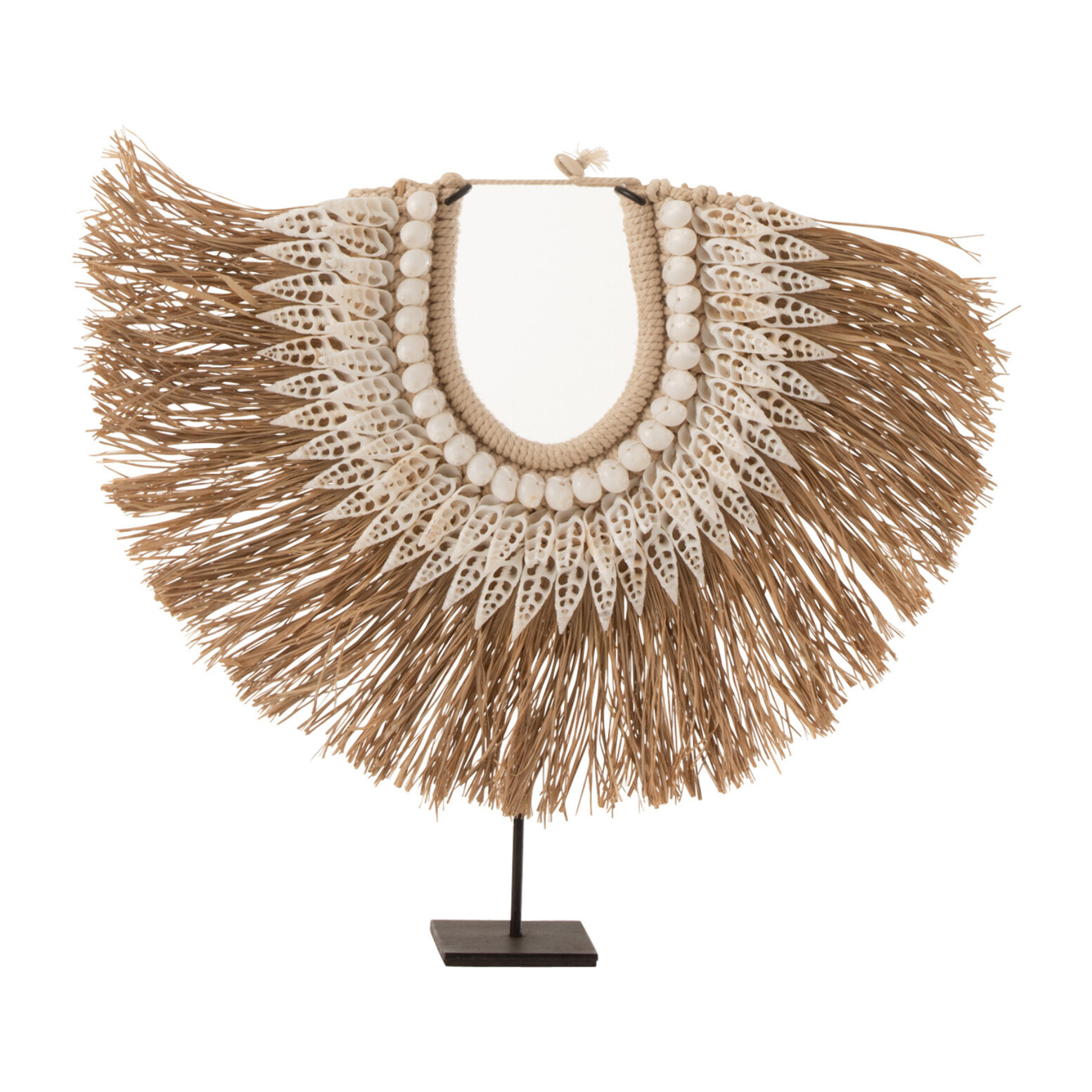 J-Line décoration Collier + Pied Dora - coquillage/bois - blanc - small