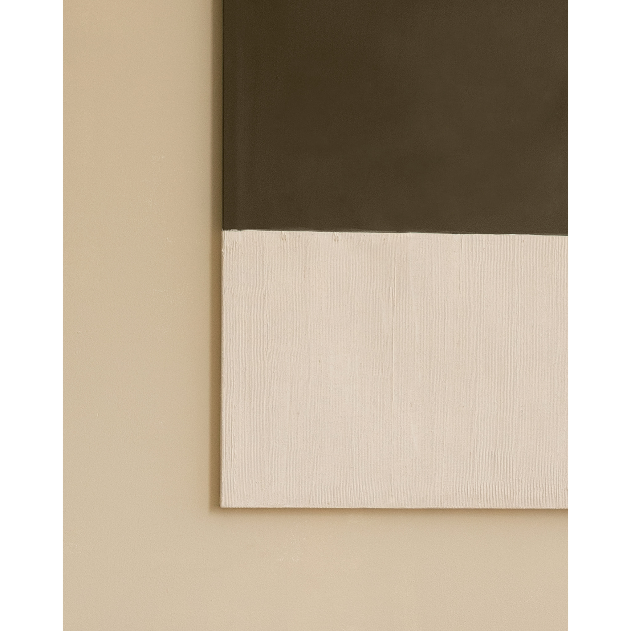 Tableau marron et blanc décoratif sur coton avec cadre en bois peint à la main à la peinture à l'huile en différentes tailles