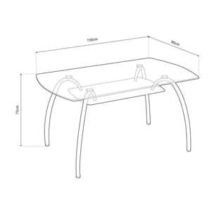 Mesa de comedor Ove Cristal - Cromo