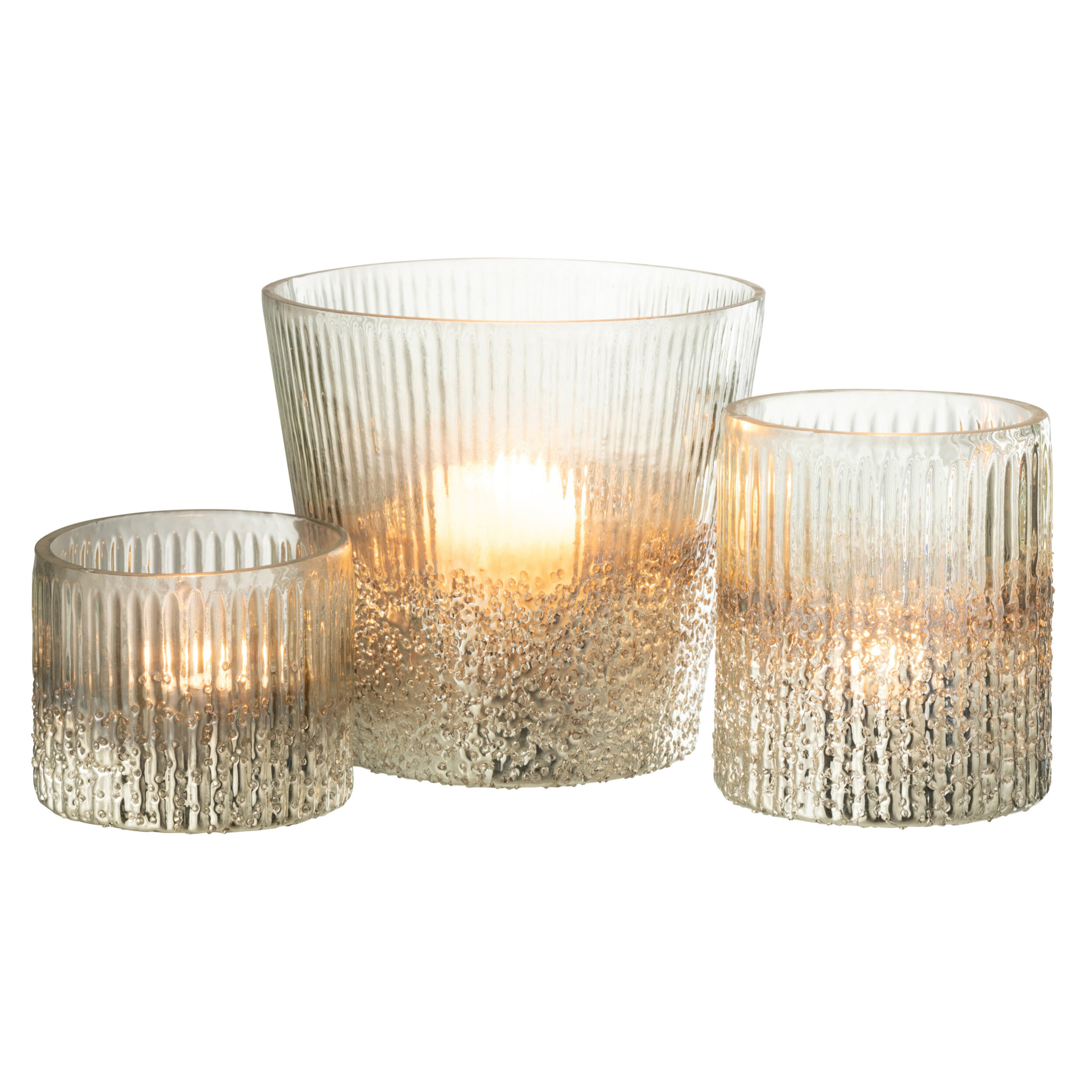 J-Line photophore Cotelé - verre - argent/transparent - large