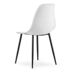 Sedia scandinava WAT bianca con gambe in metallo nero