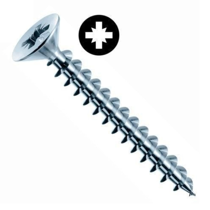Vis MUSTAD Panelvit Tête cylindrique Pozidriv - Filetage total - Zingué Blanc - Ø5x70mm - Boite de 200 - PVACZP500700C8C