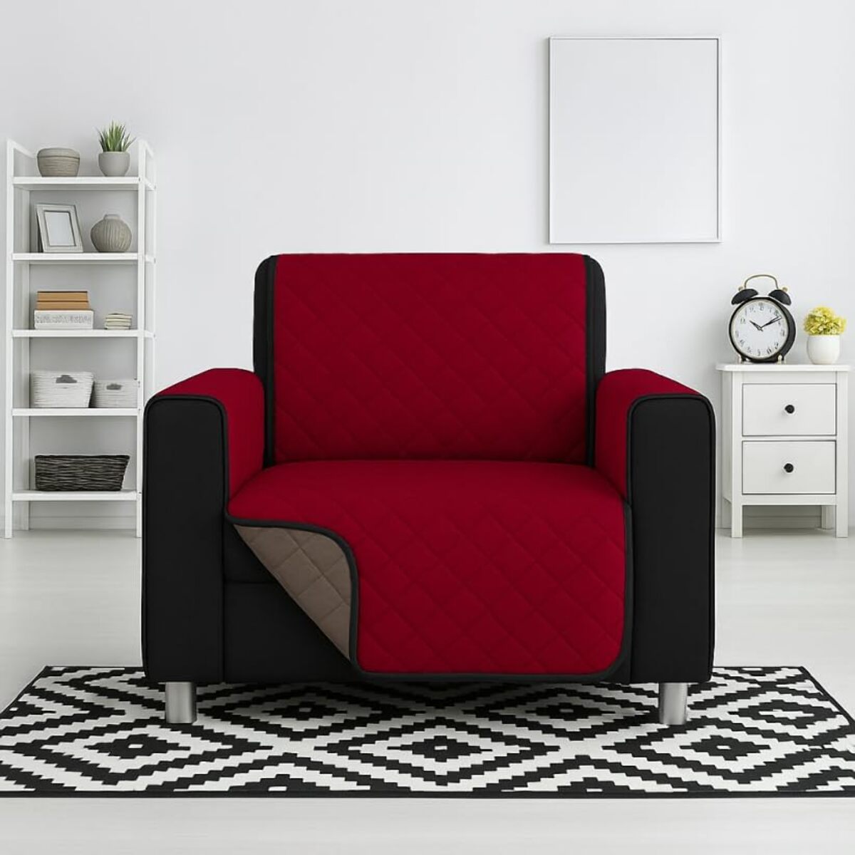 Copripoltrona impermeabile antimacchia reversibile con elastico, telo protettivo resistente a liquidi e sporco, ideale per animali domestici, vestibilità stabile e adattabile, facile da lavare, soluzione pratica e durevole per la casa