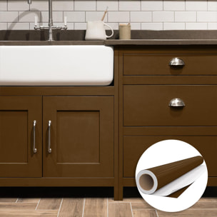 Rouleau adhésif décoratif Vinyle au Mètre - Chocolat - Sticker Lavable Imperméable Mur Cuisine Meubles
