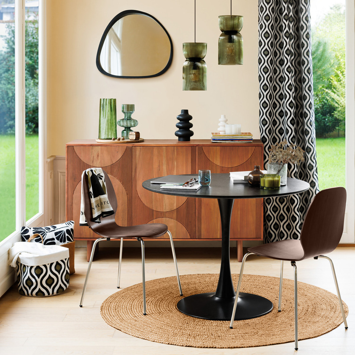 Table à manger "Elias" noir D102x76cm