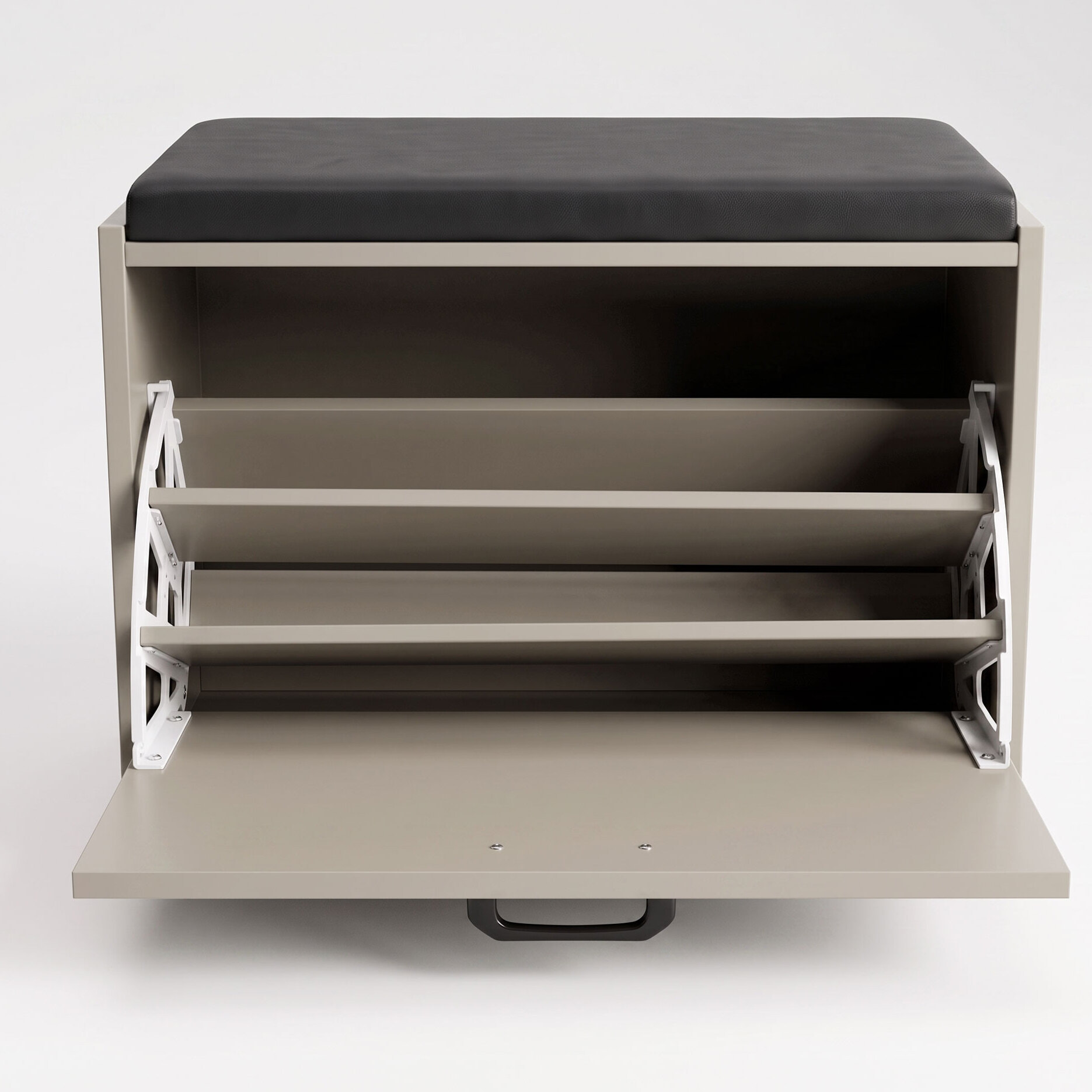 Kaizen - Panca da Ingresso con Scarpiera 63x47x30 cm 9 paia Portascarpe con Cuscino in Legno Tortora