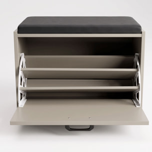 Kaizen - Panca da Ingresso con Scarpiera 63x47x30 cm 9 paia Portascarpe con Cuscino in Legno Tortora