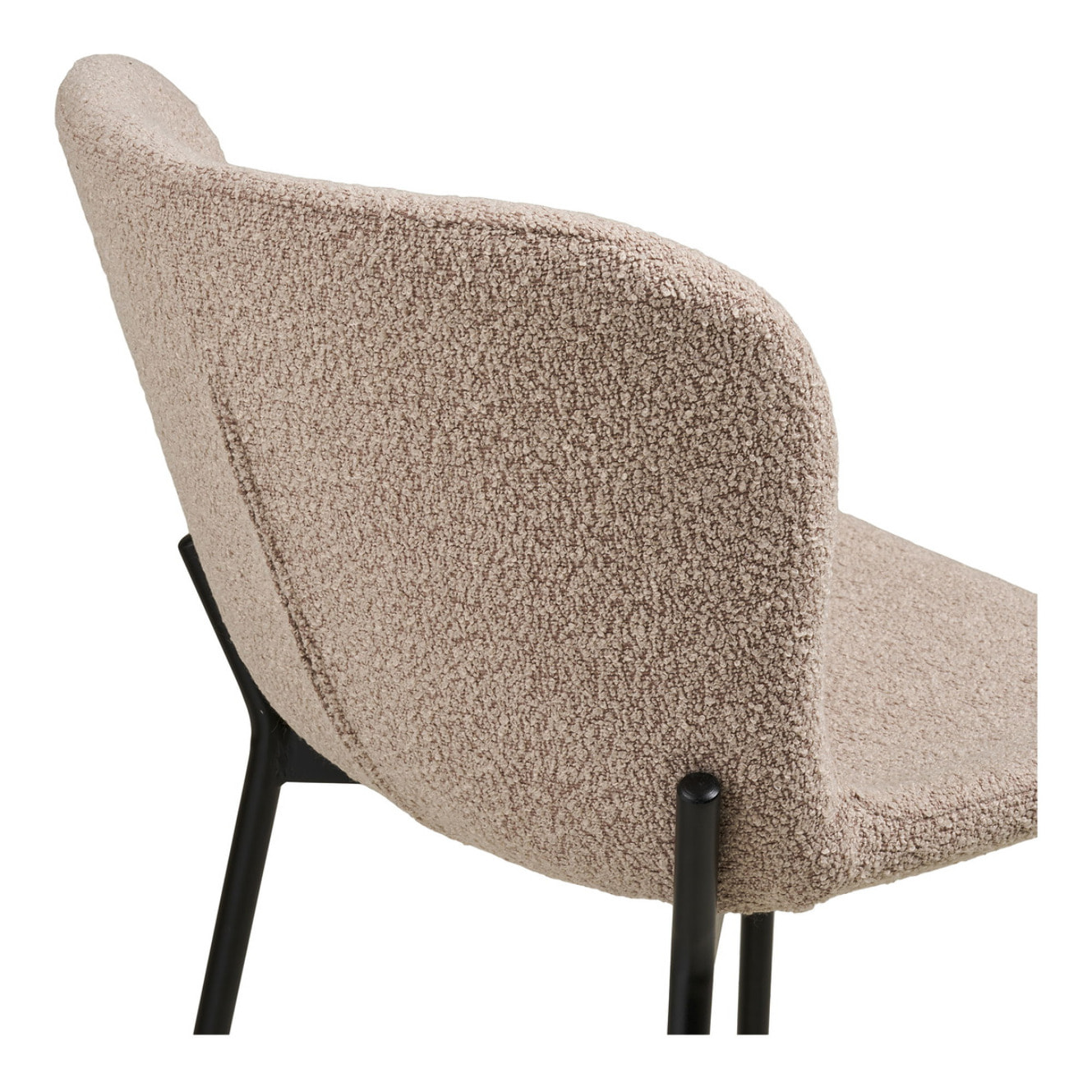 Set 2 sgabelli counter Maceda in bouclé beige con gambe nere 47x55x95 cm