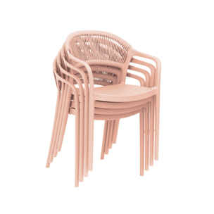 Chaise de jardin empilable avec effet corde (lot de 4) JOVIA
