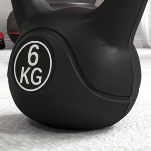 Pesa Rusa de 6 kg Kettlebell de Fiteness Relleno de Arena con Mango Ancho Antideslizante para Ejercicios y Entrenamiento en Casa y Gimnasio 20x13x22 cm Negro