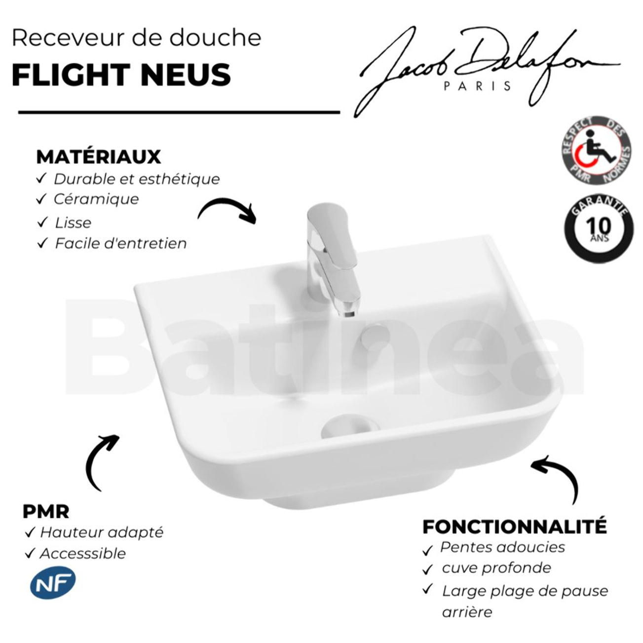 Lavabo PMR Struktura meulé, Blanc