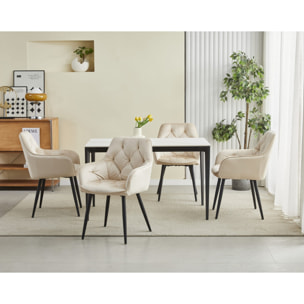 Sedia Jork in velluto beige con gambe nere