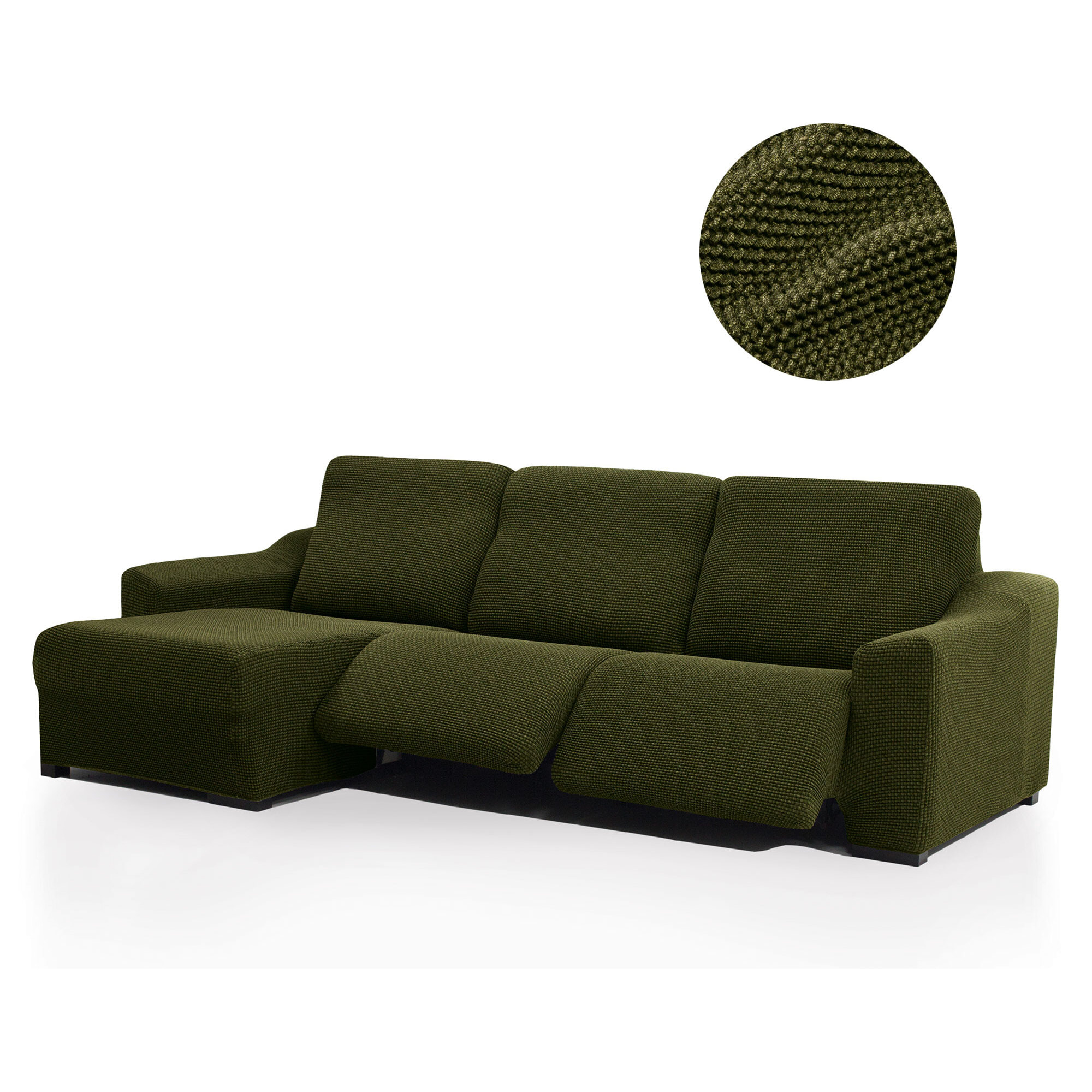 Funda para Chaise Longue izquierda (visto de frente ) brazo largo SÚPER ELÁSTICA con RELAX modelo HELENA