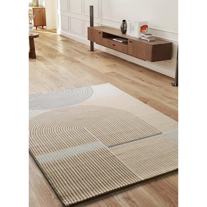 GARDEN Alfombra de estilo escandinavo con forma de arco en beige, varias medidas disponibles.