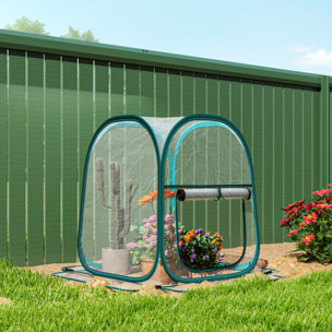 Mini Invernadero Plegable Pop-up, Invernadero Exterior Transparente con Puerta Enrollable y Cubierta de Plástico, Contraviento, para Cultivar Plantas, Flores, 70x70x80 cm, Transparente