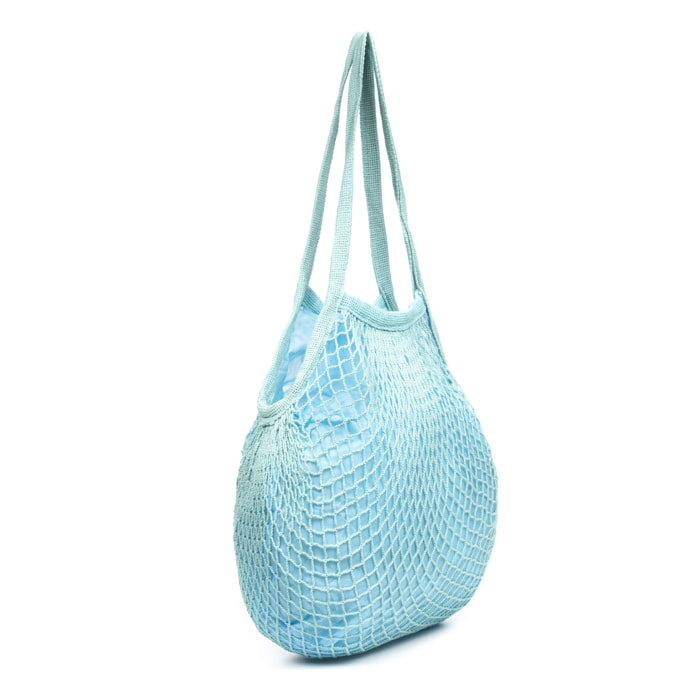 IRIA QUINTANA Borsa a spalla Forliana da Donna. Tessuto In Cotone All'uncinetto Nylon 36x10x41 Cm. Azzurro