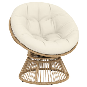 Fauteuil papasan pivotant 360° coussin moelleux polyrotin naturel