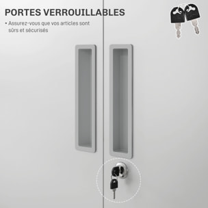 Armoire de bureau verrouillable 2 portes - 4 étagères réglables, 2 clés - acier laminé à froid blanc