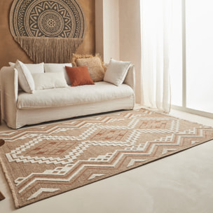 Tulum - Tapis effet toile de jute motif en relief
