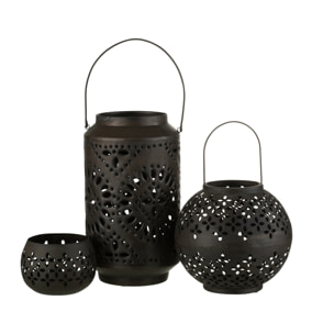 J-Line lanterne Haute Perforé - fer - noir mat