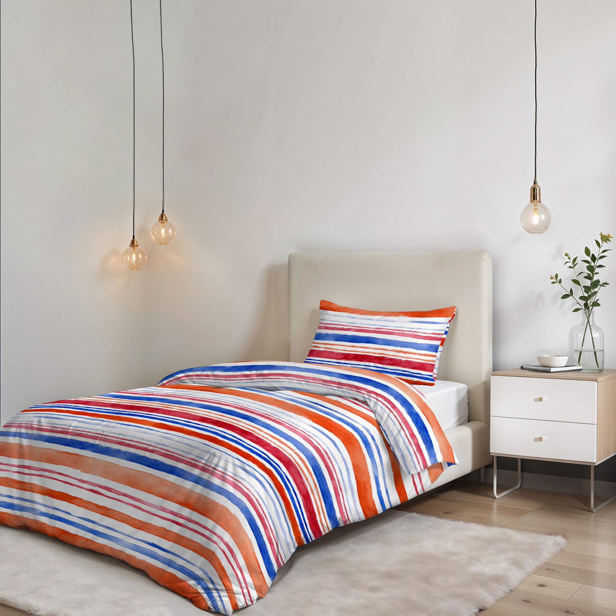 COPRIPIUMINO FANTASY, 100% Microfibra, No Stiro - STRISCE