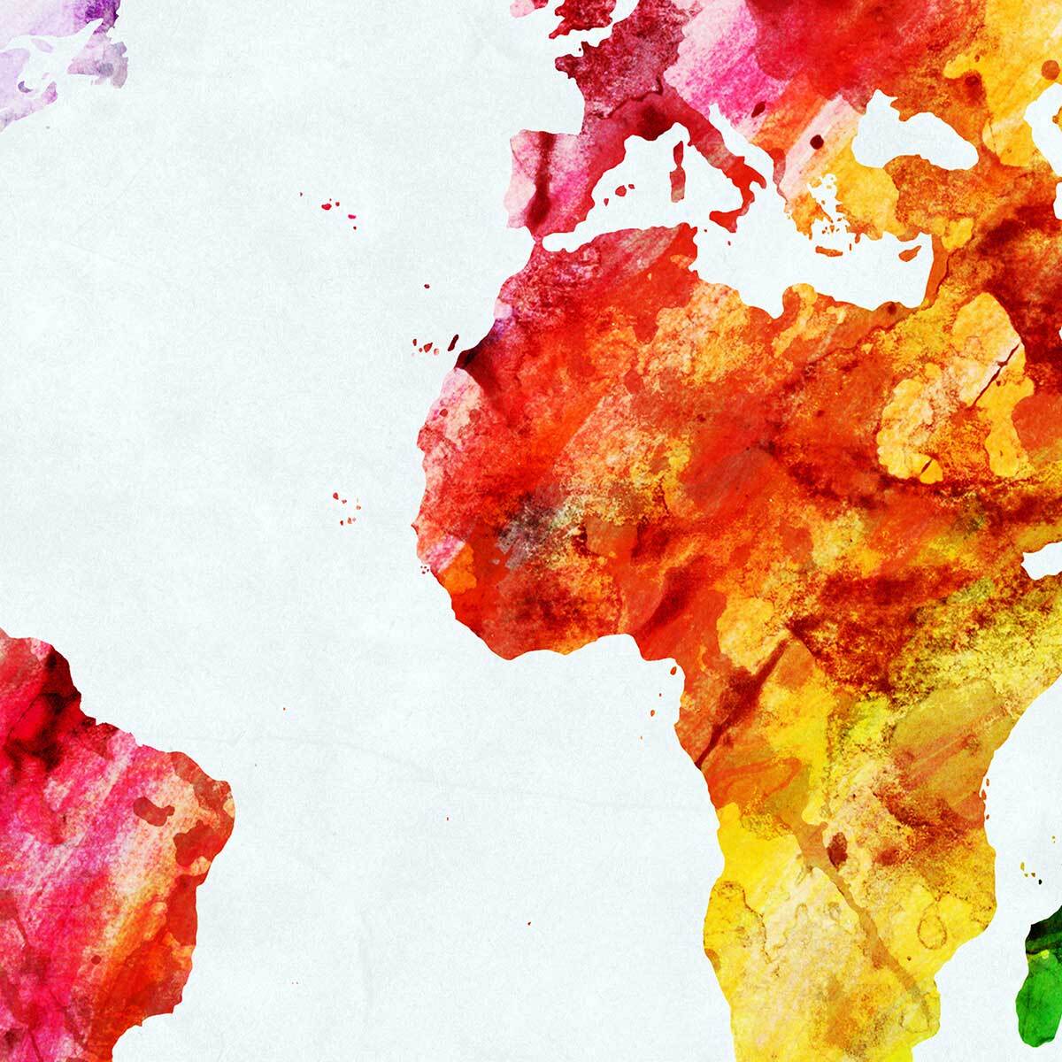 Affiche encadrée carte du monde aquarelle Affiche + cadre en métal - Noir