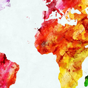 Affiche encadrée carte du monde aquarelle Affiche + cadre en métal - Noir