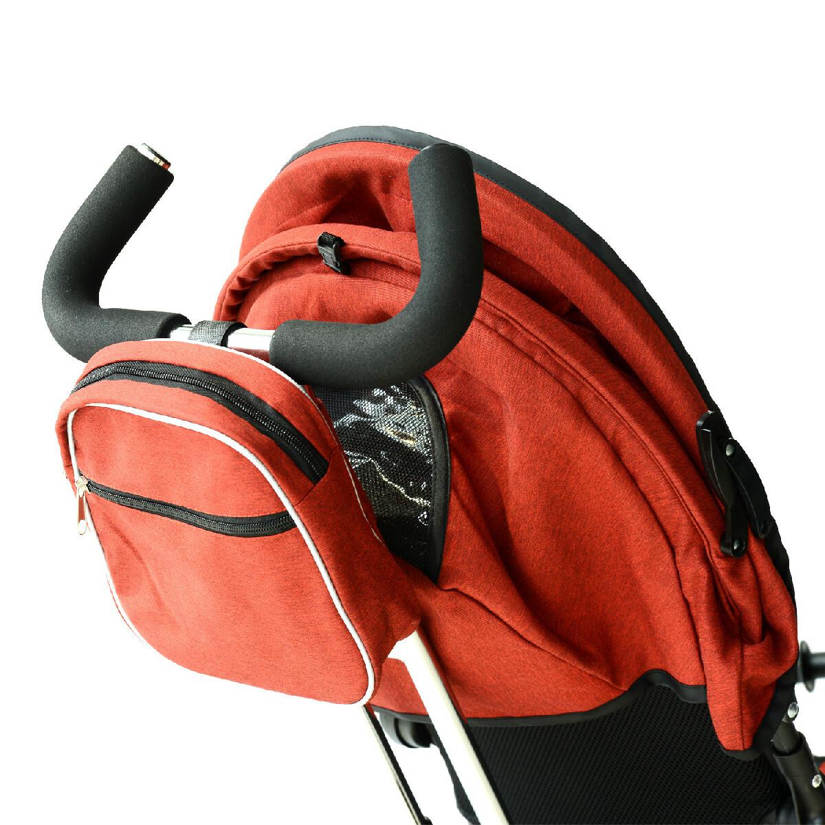 Tricycle enfants évolutif canne  et pare-soleil pliable amovible sacoche et panier 96 x 54l x 101 cm acier rouge brique noir