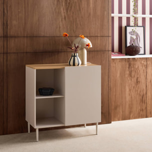 Buffet, meuble de rangement métal et décor bois 1 porte 80cm ASHTON