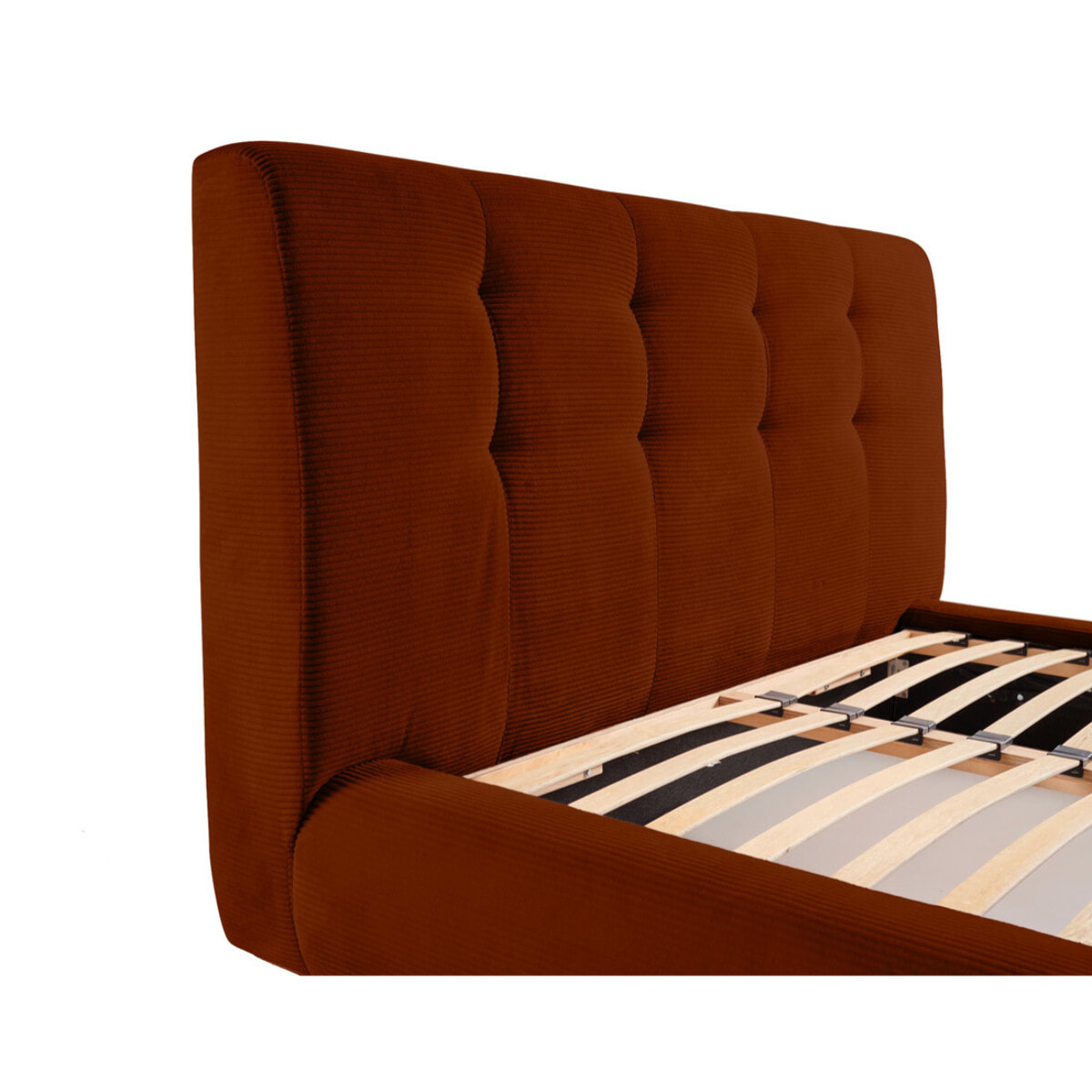 Onyx - lit coffre - 140x190 cm - en velours côtelé - sommier inclus - Terracotta