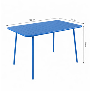 Ensemble table de jardin 120 cm et 4 chaises bleu EVORA