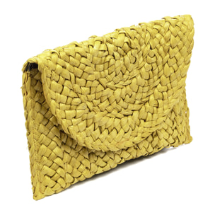 Ziano borsa a mano in rafia di carta intrecciata.