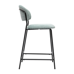 Tabourets de bar en tissu effet velours texturé vert céladon H64 cm (lot de 2) BENTA