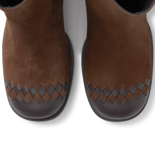 Botín de tacón Nadia en ante y cuero trenzados con cierre de cremallera