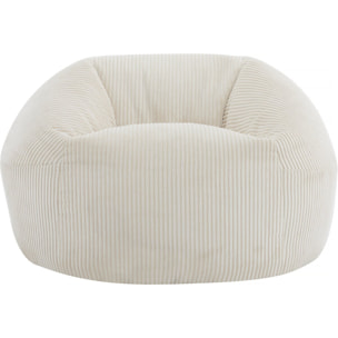 Pouf en velours côtelé  "Cusco" - 80 x 74 x 49 cm - Beige