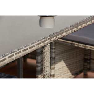 Salon de jardin encastrable 12 personnes en résine tressée gris REGINA