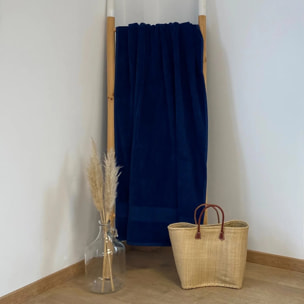 Serviette de bain éponge velours Classy Navy 90x180 500g/m²