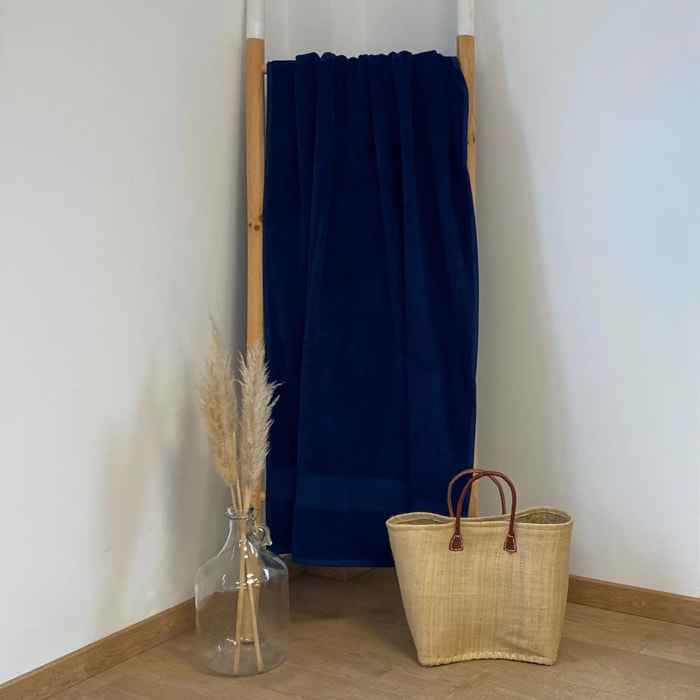 Serviette de bain éponge velours Classy Navy 90x180 500g/m²