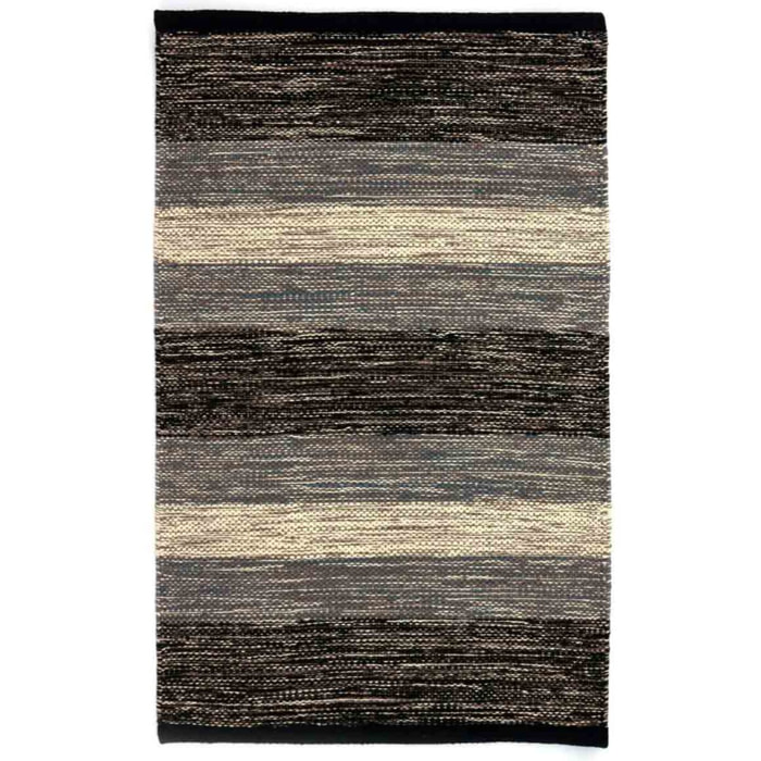 Tappeto HAPPY GRIGIO disegno a righe 100% cotone annodati a mano, tappetino stuoia bagno multiuso lavabile