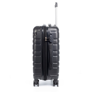 Juego de 3 maletas Trolley extensibles, en material ligero ABS de alta resistencia. Cerradura numérica, 4 ruedas giratorias 360°.