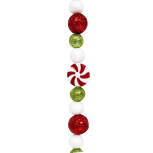 Guirlande de Noël motif bonbons rouge, vert et blanc 240 cm